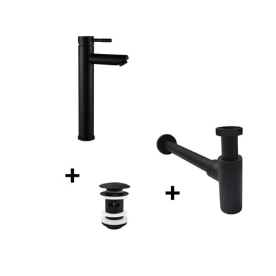 Robinet bec haut GRIFO + bonde CLINT + siphon SIMON MOB IN