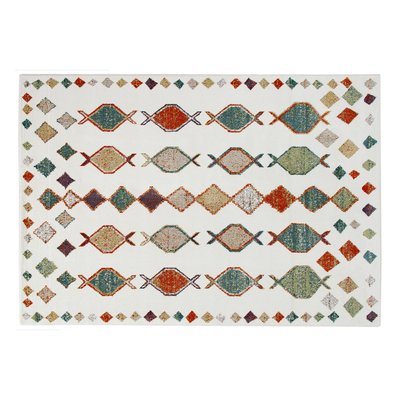 Tapis rectangulaire inspiration berbère beige à motifs multicolores 160 x 230 cm NAMI MILIBOO