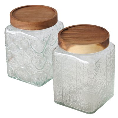 Set de 2 bocaux cuisine en verre avec bouchon bois 800ML WADIGA