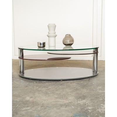Table basse contemporaine en verre trempé Donna N°1590 - Bon état DEBONGOUT