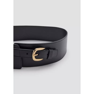 Ceinture large en cuir avec boucle métallique MANGO