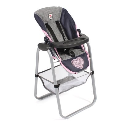 Chaise haute pour poupées, bleu foncé - anthracite - rose BAYER CHIC 2000