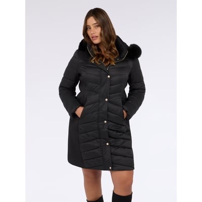 Veste matelassée longue avec capuche et surpiqûres FIORELLA RUBINO