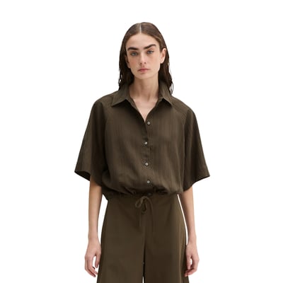Blouse crinkle à manches courtes relaxed en LENZING™ ECOVERO™ MARC O'POLO
