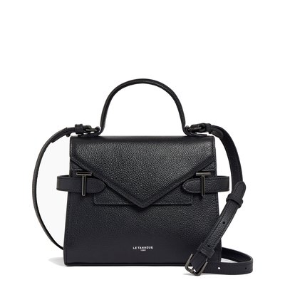 Sac à main double rabat petit modèle en cuir grainé EMILIE LE TANNEUR