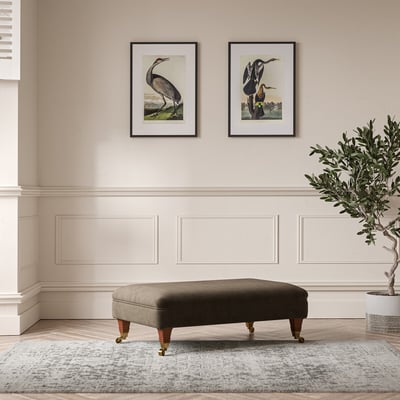 Emeline Textured Velvet Footstool with Castor Legs ÉDITÉ