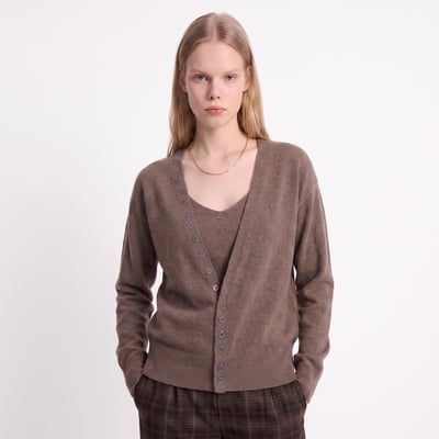 Cardigan col en V boutonné manches longues ANELIA ARTLOVE