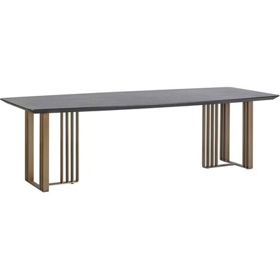 table à manger design finition chêne et acier  charcoal RECOLLECTION
