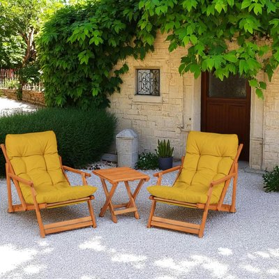 Salon jardin détente jaune - 2 assises confort SORA PIER IMPORT