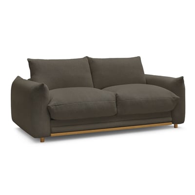 Canapé droit convertible 3 places en tissu bouclette couchage 160x190 cm, ERNEST BOBOCHIC