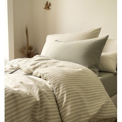 Housse de couette 1 personne Percale de Coton Bio RAYÉ KADOLIS