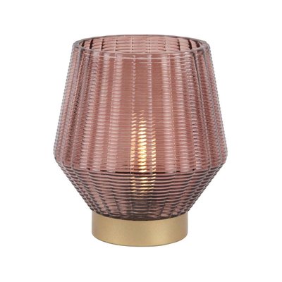 Photophore conique avec bougie led Votive 16 x 20 cm Brun argile PRESENT TIME