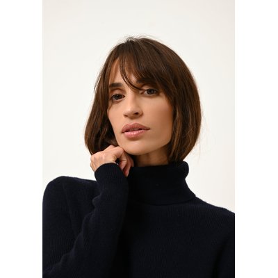LANAIS pull col roulé navy en cachemire JUST CASHMERE