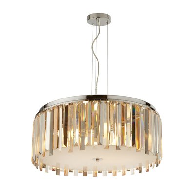 Drum Shape Ceiling Pendant with Hanging Glass Prisms SO'HOME