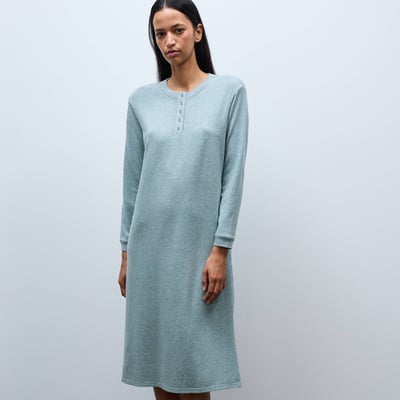 Chemise de nuit côtelée en coton et modal MONOPRIX