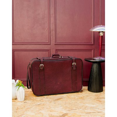 Malle bordeaux en simili cuir Lucienne N°170 - Bon état DEBONGOUT