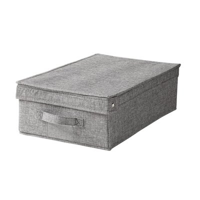 Boîte rangement pliable avec couvercle en tissu effet lin gris - L48 cm CALICOSY