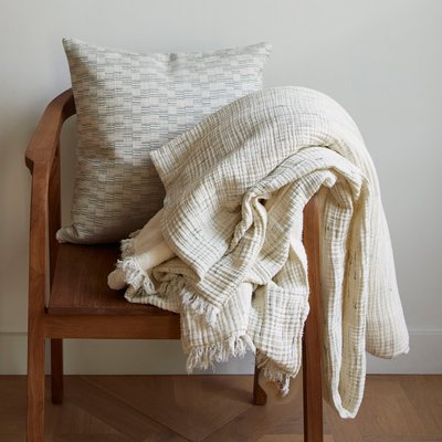 Plaid en Gaze de coton marbrée doublée de polaire  CHAMAUNY MADURA