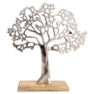Arbre décoratif en aluminium et bois de manguier Arbre de vie Taille 2 JARDINDECO
