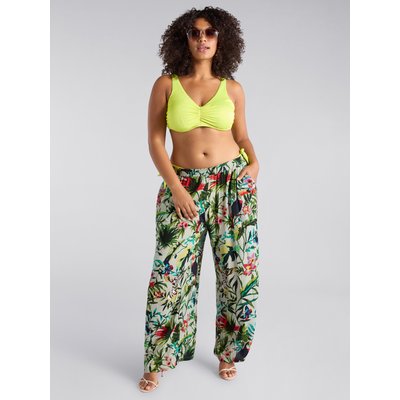 Pantalon droit à imprimé tropical, avec poches italiennes et taille élastiquée FIORELLA RUBINO