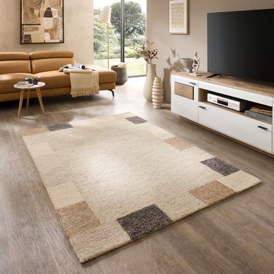 Tapis en laine tufté main aux couleurs douces et bordures THEKO
