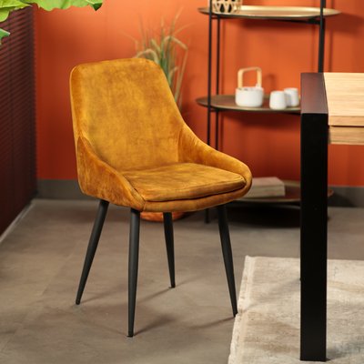 Chaise de salle à manger moutarde avec pieds métal (lot de 2) MALMOE PIER IMPORT