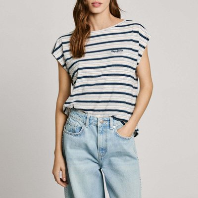 T-Shirt À Rayures Avec Logo Brodé PEPE JEANS