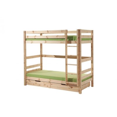 PINO  Lit Superposé Pin Massif + Lot de 2 Tiroirs VIPACK