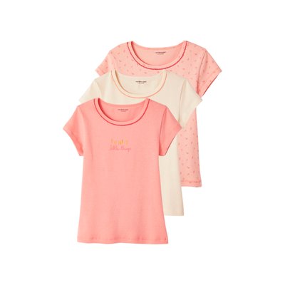 Lot de 3 T-shirts fantaisie manches courtes en maille côtelée VERTBAUDET