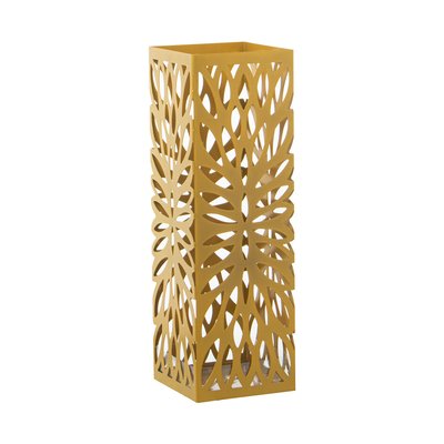 Porte parapluie carré en métal ajouré doré - 49x15.5x15.5cm WADIGA