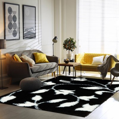 Tapis shaggy tissé motif floral EMBER 2 UN AMOUR DE TAPIS