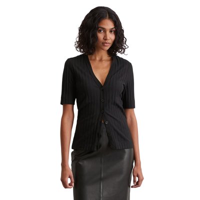 Pointelle-Cardigan à manches courtes slim en doux mélange Modal-Organic-Cotton MARC O'POLO