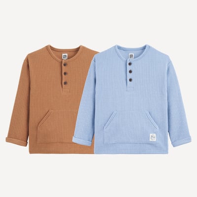 Lot de 2 t-shirts tunisiens manches longues, nid d'abeille LA REDOUTE COLLECTIONS