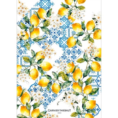 Torchon lin & coton lavé CITRONS AZULEJOS GARNIER THIEBAUT