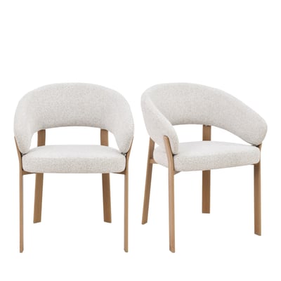 Lot de 2 fauteuils de table en tissu piètement effet bois clair- EMBO DRAWER