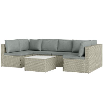 Ensemble salon de jardin modulable 6 personnes résine gris OUTSUNNY