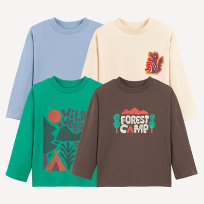 Lot de 4 T-shirts manches longues imprimés LA REDOUTE COLLECTIONS