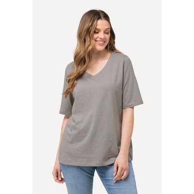 T-shirt à picots, col V et manches courtes ULLA POPKEN