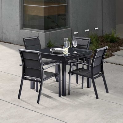 Table de jardin en aluminium extensible noir 4/8 places MODULO BERAH GETAH