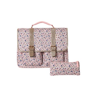 Cartable LILIBETH + trousse imprimé fleuri VERTBAUDET