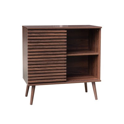 Buffet scandinave décor bois rainuré 1 porte coulissante 80cm MADERE SWEEEK