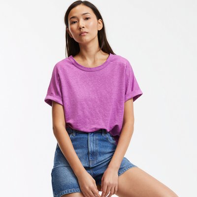 T-shirt col rond en lin LA REDOUTE COLLECTIONS