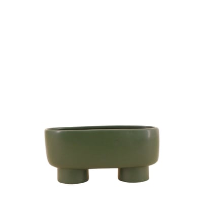 Cache pot en céramique ovale sur pieds 20cm ORNAMI