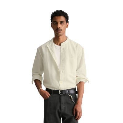 Chemise à col droit regular en lin et en coton bio MARC O’POLO DENIM