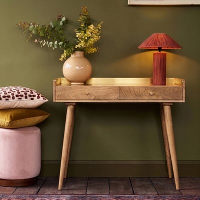 Fresco Mango Wood 2 Drawer Console Table SWOON