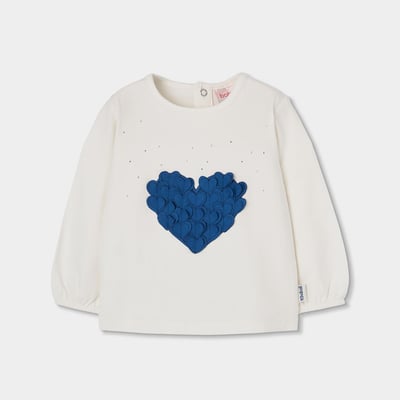 T-shirt fille en maille avec coeur BOBOLI