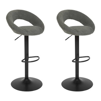 Lot de 2 tabourets de bar réglables et pivotants en tissu SASHA ATMOSPHERA