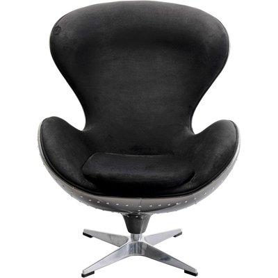 Fauteuil pivotant à rivets en velours et aluminium, LOUNGE KARE DESIGN