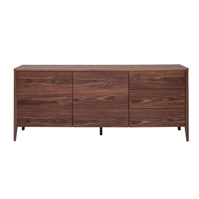 Buffet en bois foncé noyer 2 portes 3 tiroirs 180 cm BENJA MILIBOO