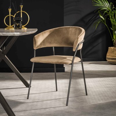 Chaise en velours beige à dossier rond (lot de 2) MELBOURNE PIER IMPORT